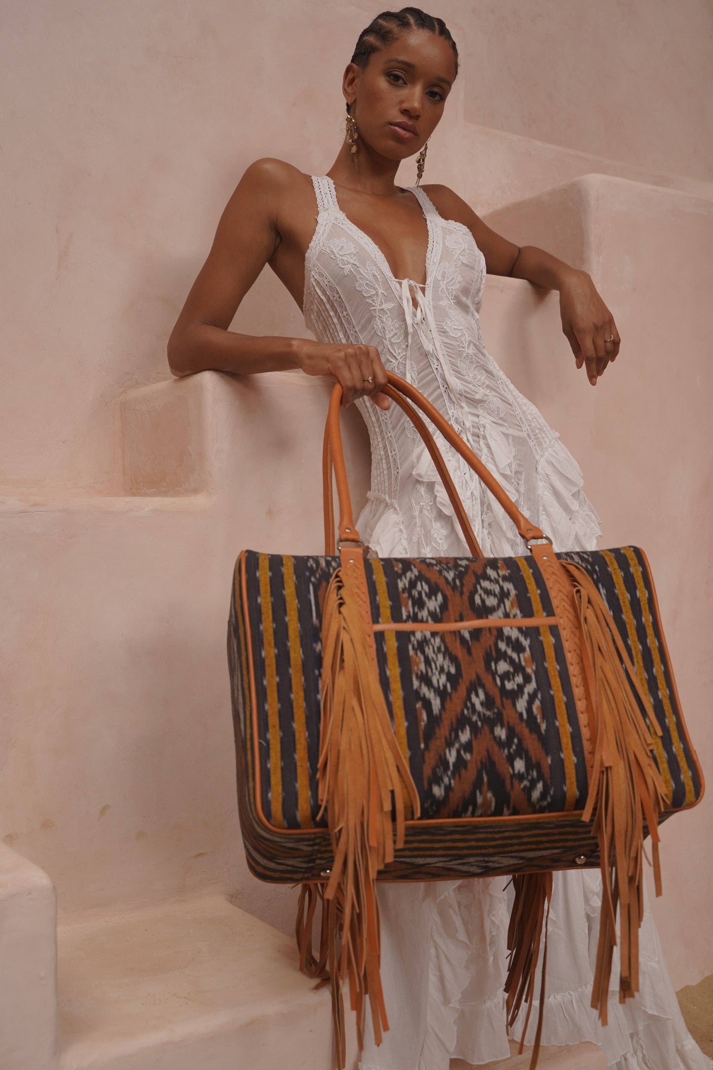 Zanzibar Ikat Bag Black/Tan/Gold