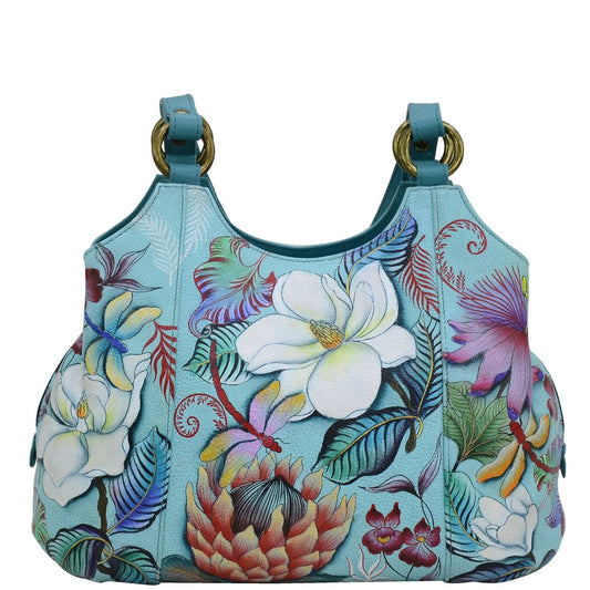 Anuschka Hand-Painted Leather Triple Compartment Satchel - 469- floral