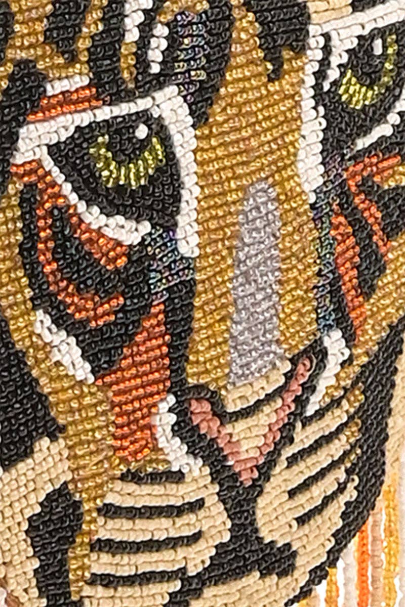 America & Beyond Tiger Shaped Beaded Crossbody Bag