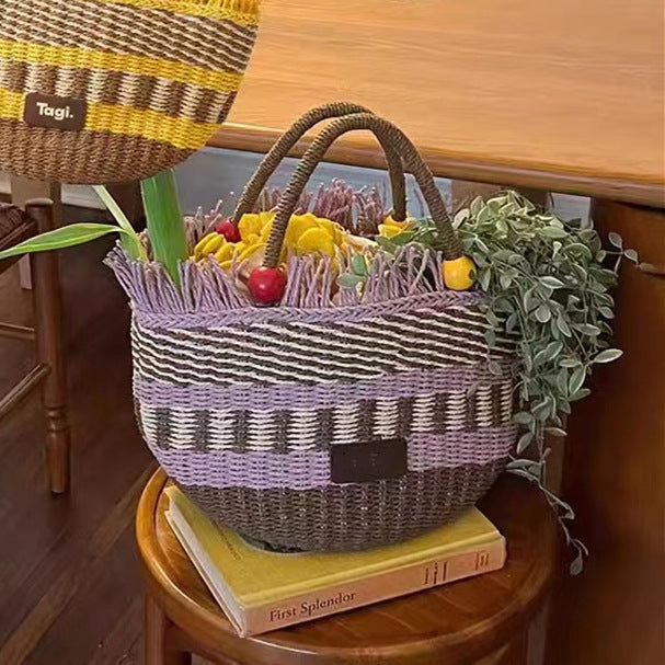 "The Tiscit and Tastic" Picnic Basket style handwoven handbag