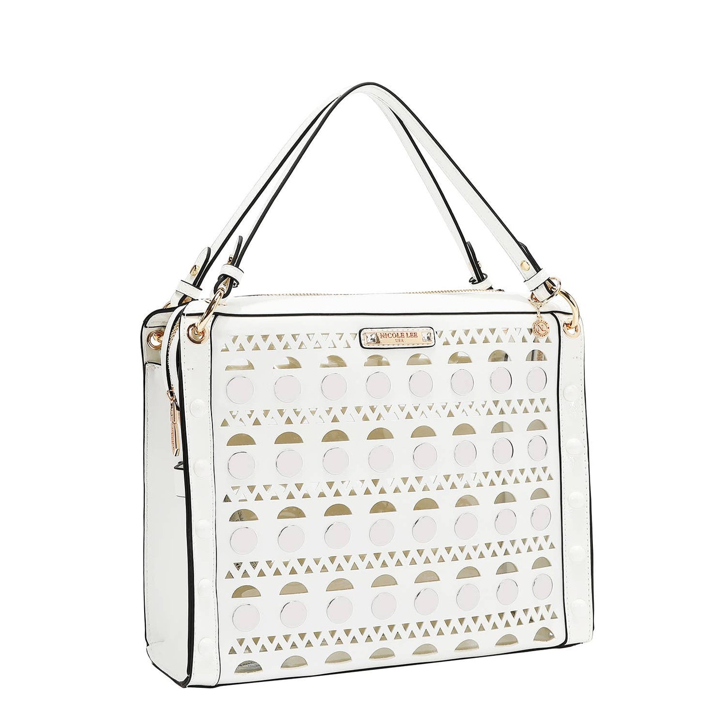 SILVER POP STUD SATCHEL BAG