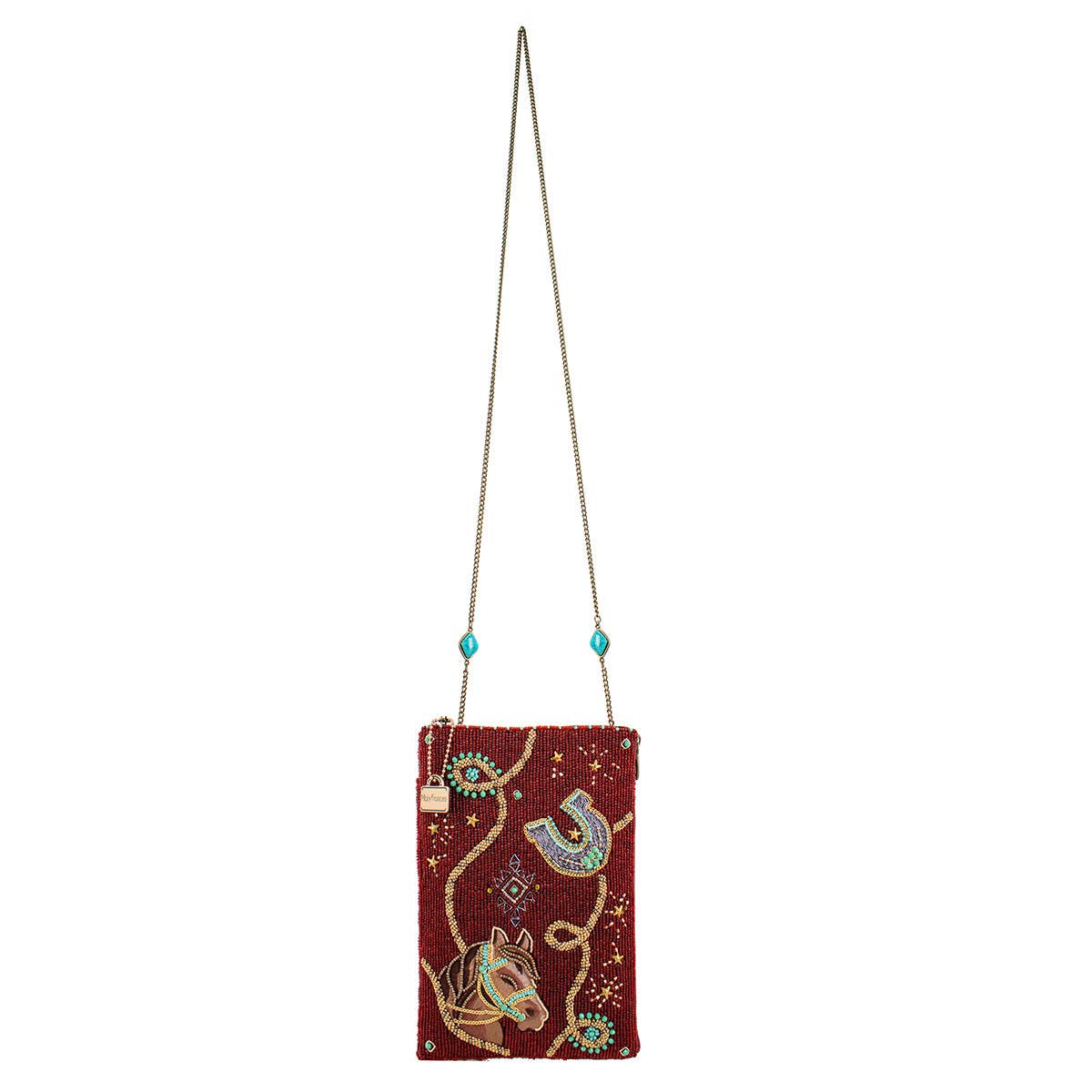 Mary Frances Saddle Up Burgundy Horse Western Mini Crossbody Handbag