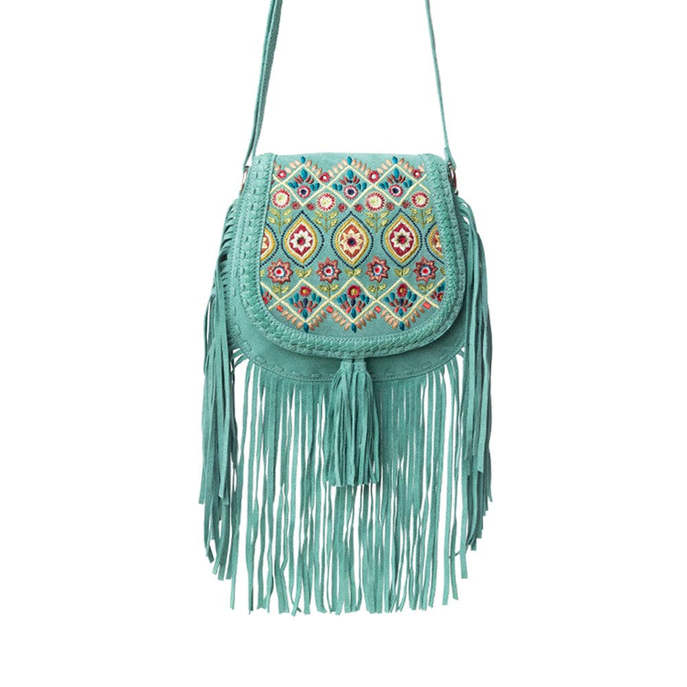 Mojave Meadow Leather Bag- Turquoise