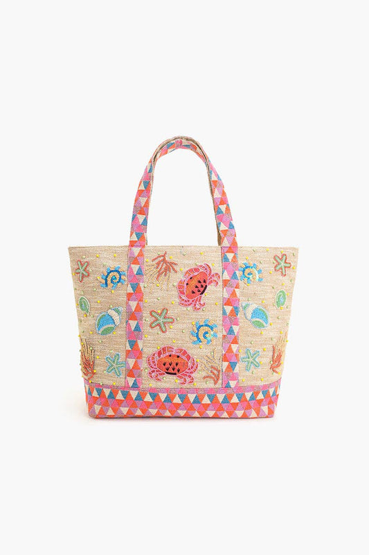 America & Beyond Crab Shell Embelished Boat Tote