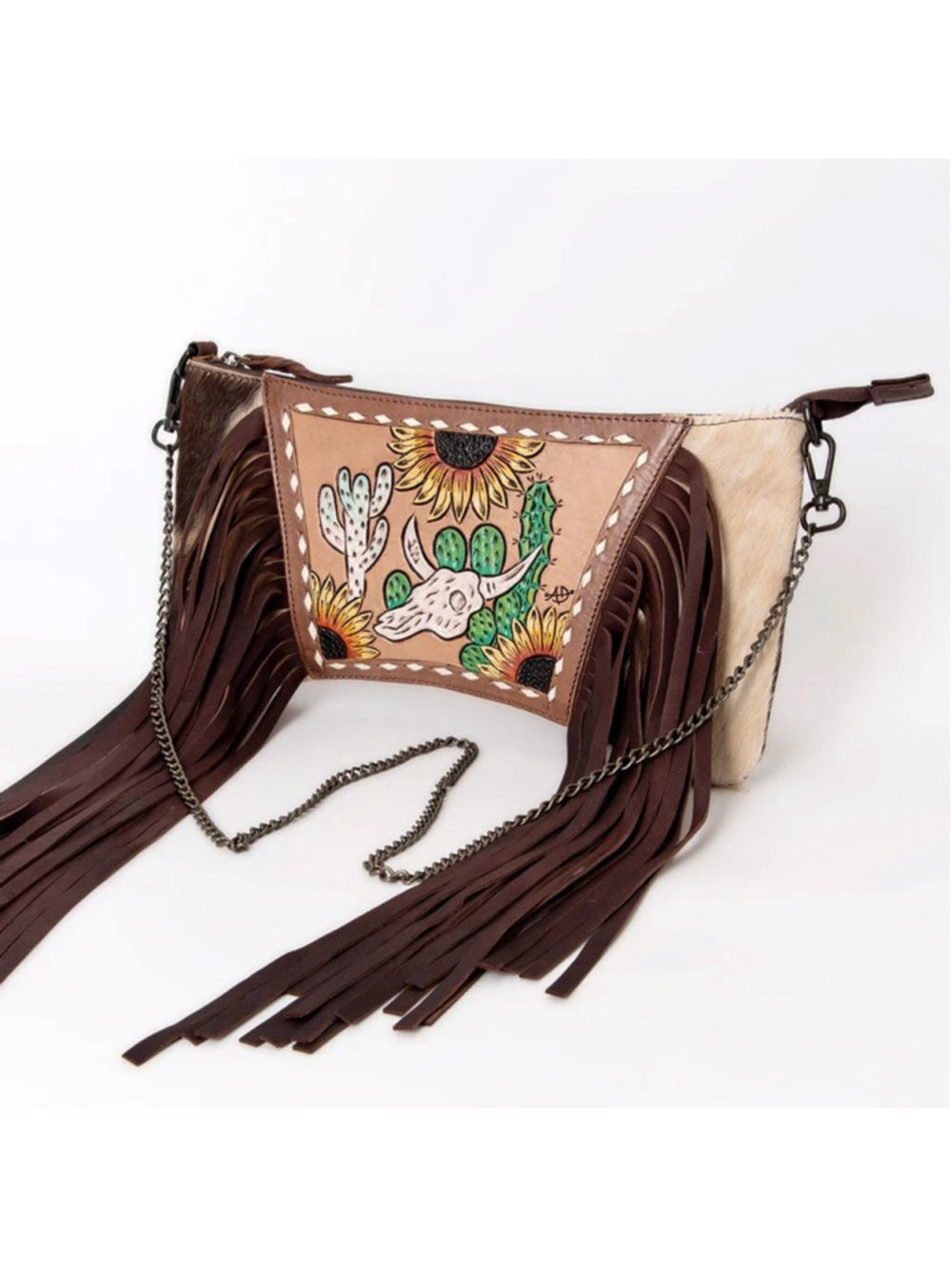 American Darling Longhorn Sunflowers in the Desert Spirit Fringe Crossbody