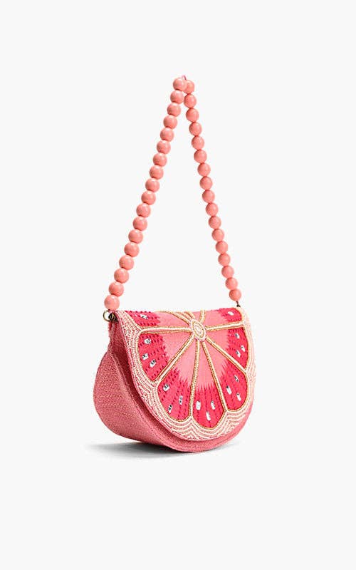 America & Beyond Cresent Pink Lemon Embellished Shoulder Bag