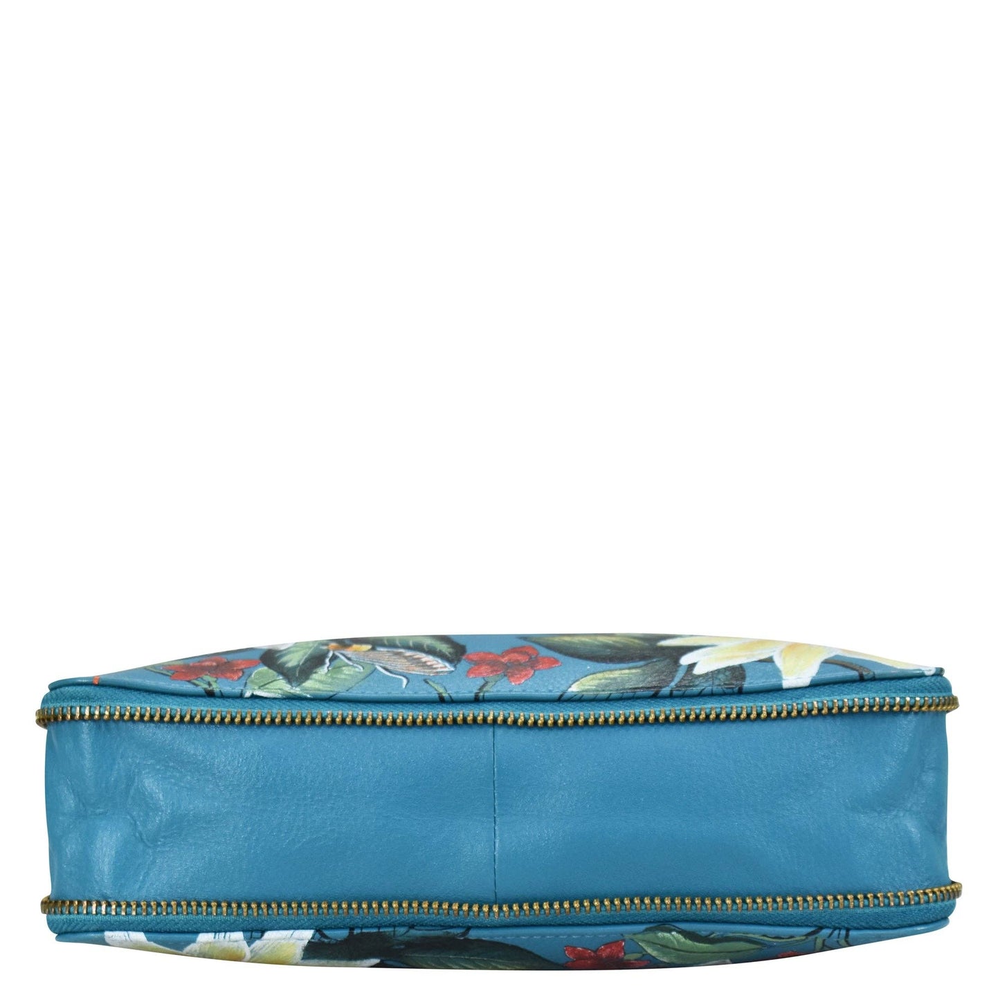 Anuschka Expandable Travel Crossbody - 550-blue with flowers and dragonfly