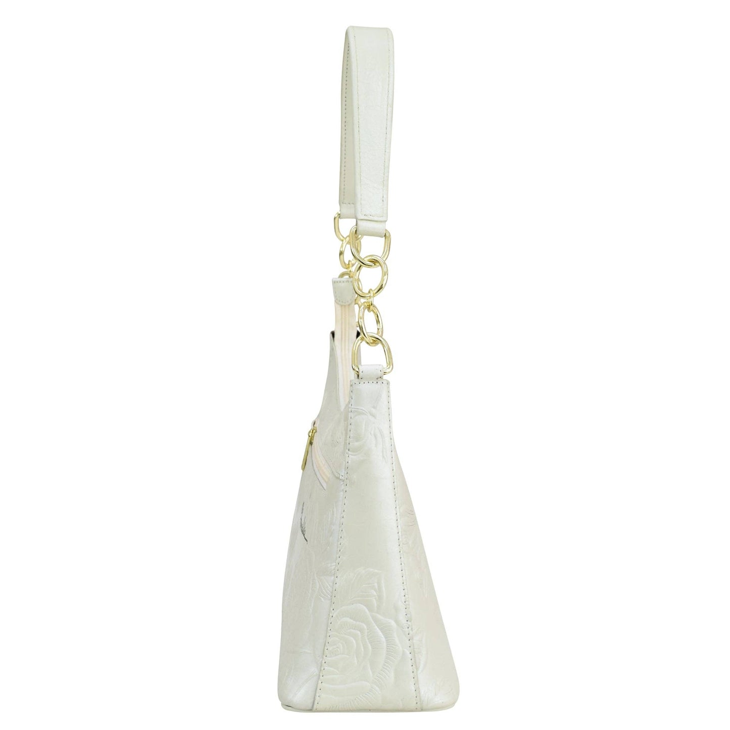 Anuschka Hobo With Chain Strap - 707 pearl white
