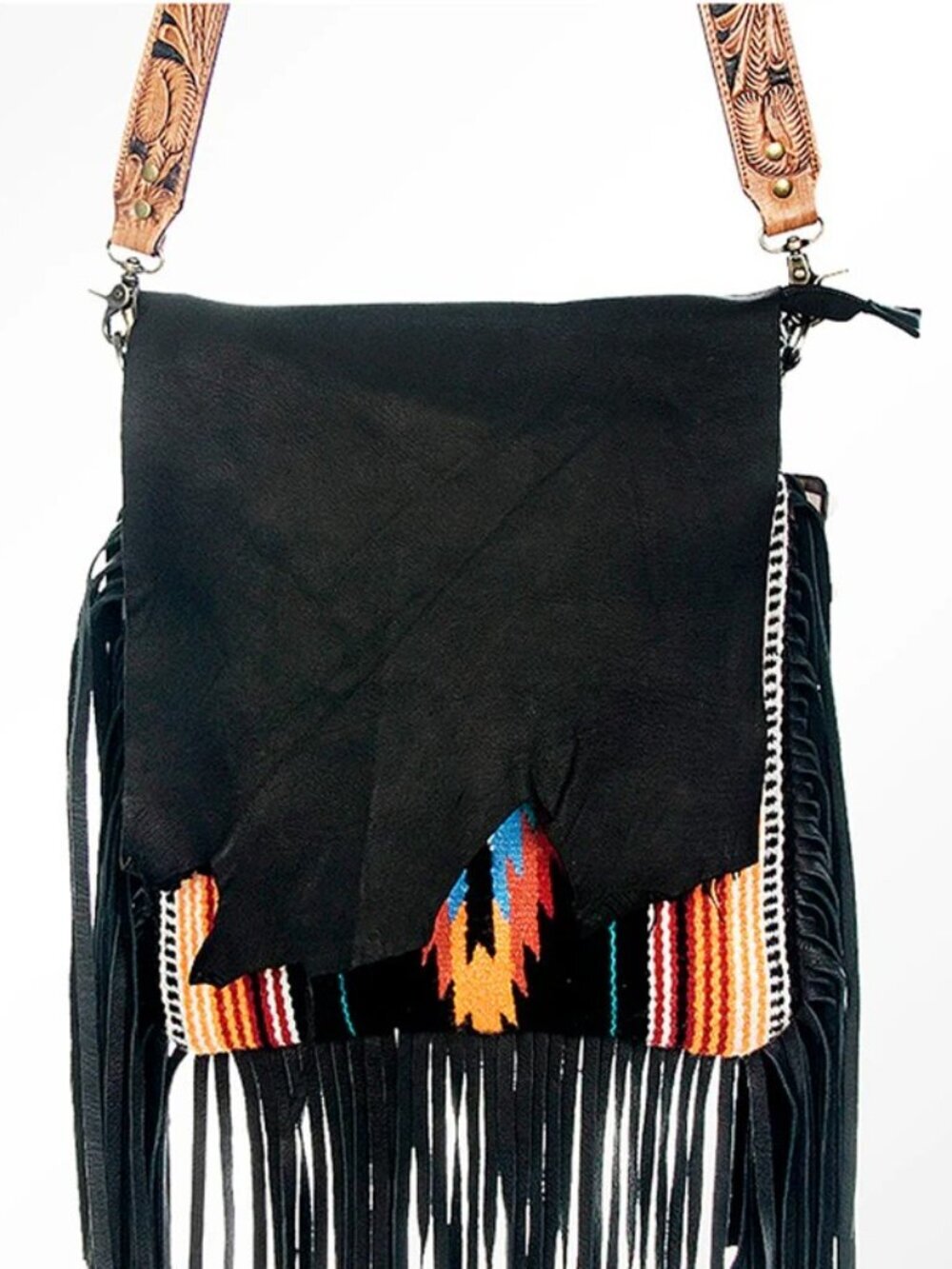American Darling Colors of the Desert Boho Fringe messenger Saddle Blanket Bag