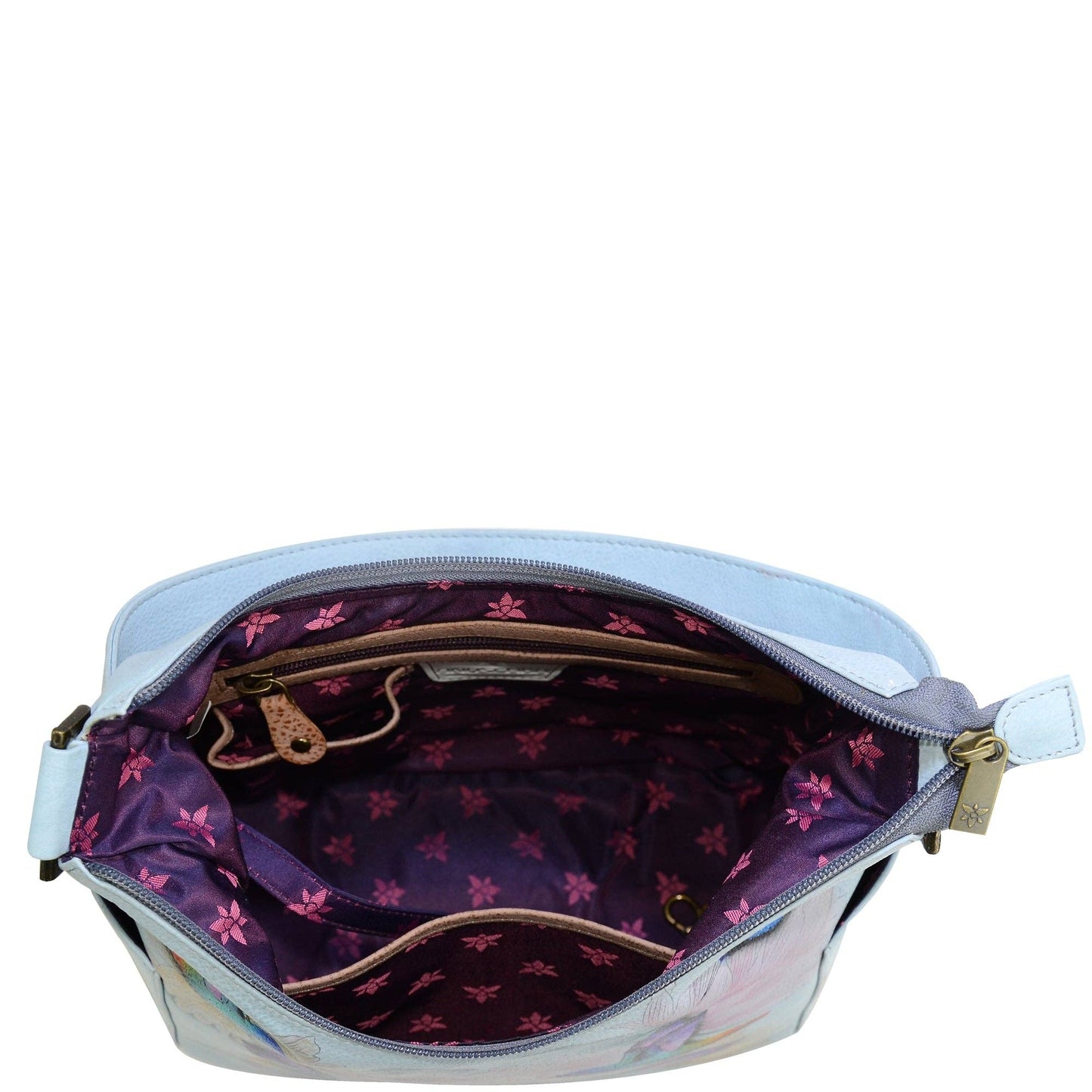 Anuschka Hand-Painted Leather Classic Hobo With Side Pockets - 382- Hummingbird
