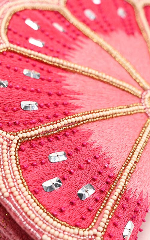 America & Beyond Cresent Pink Lemon Embellished Shoulder Bag