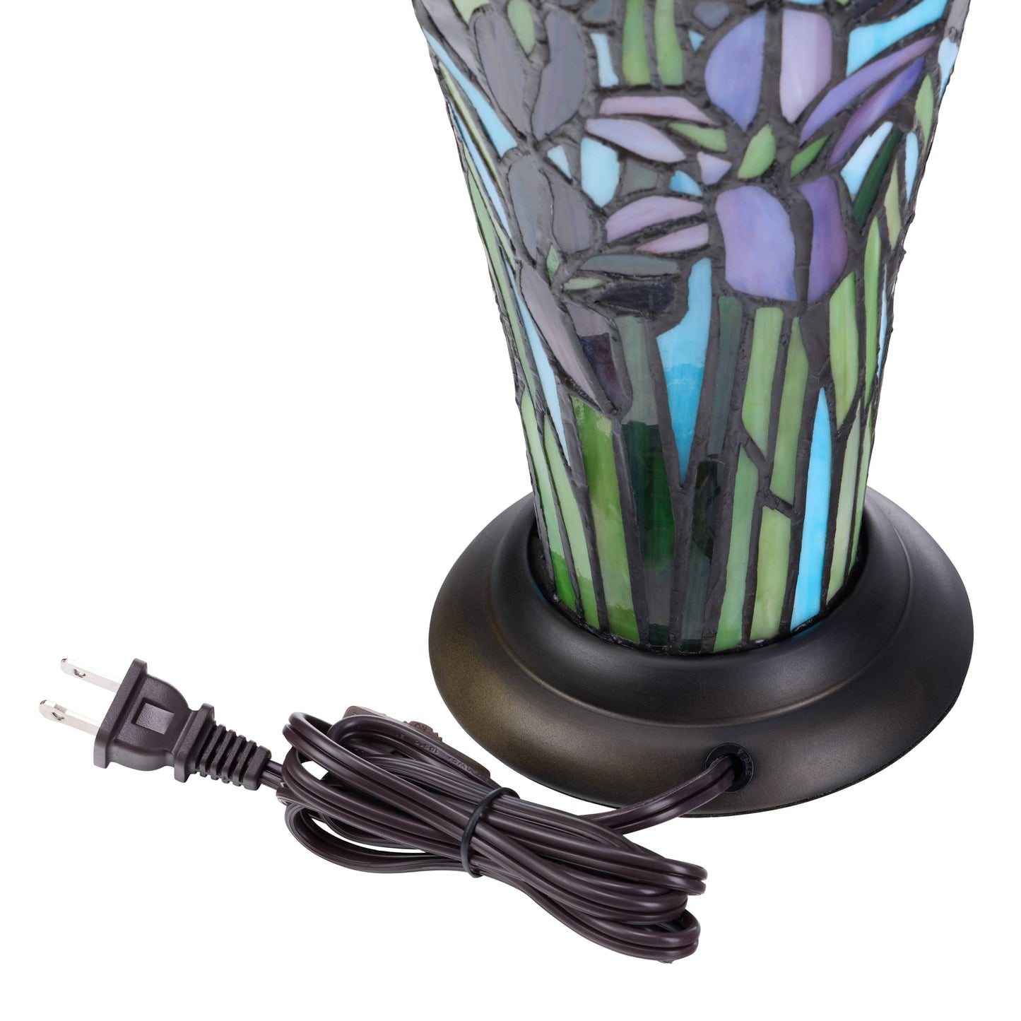 13.5"H Tiffany-Style Floral Vase Stained Glass Table Lamp