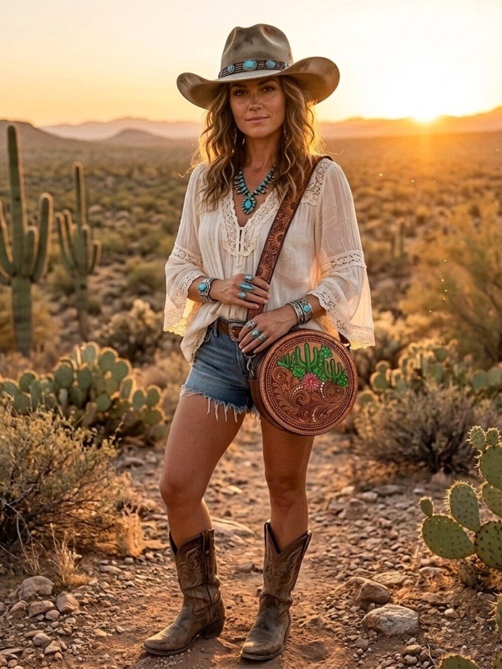 American Darling Prickly Pear Desert Sunrise Canteen bag