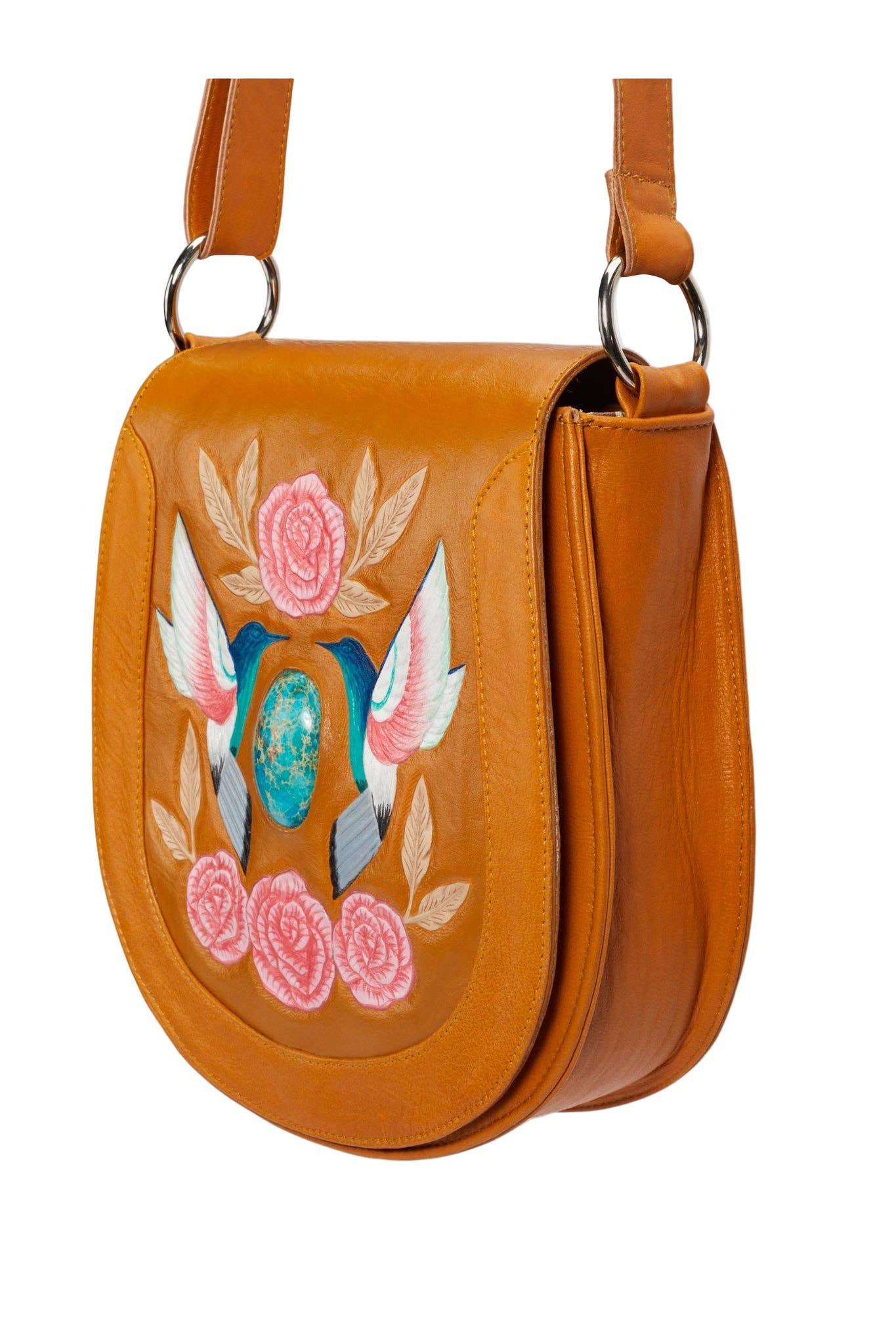 Charm Hummingbird Rose Bag Antique Tan
