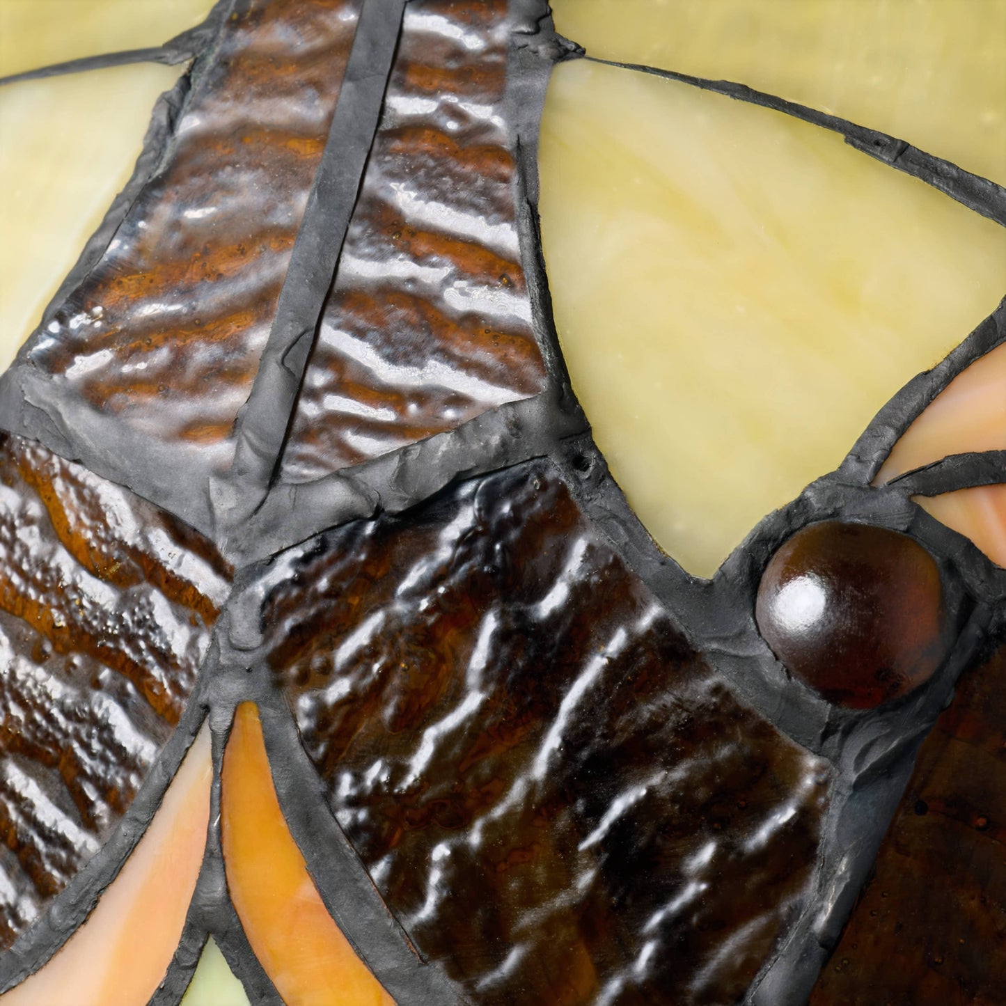 10"W Halston Traditional Amber Dome stained glass Shade Pendant