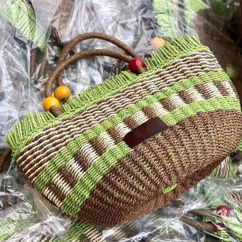 "The Tiscit and Tastic" Picnic Basket style handwoven handbag
