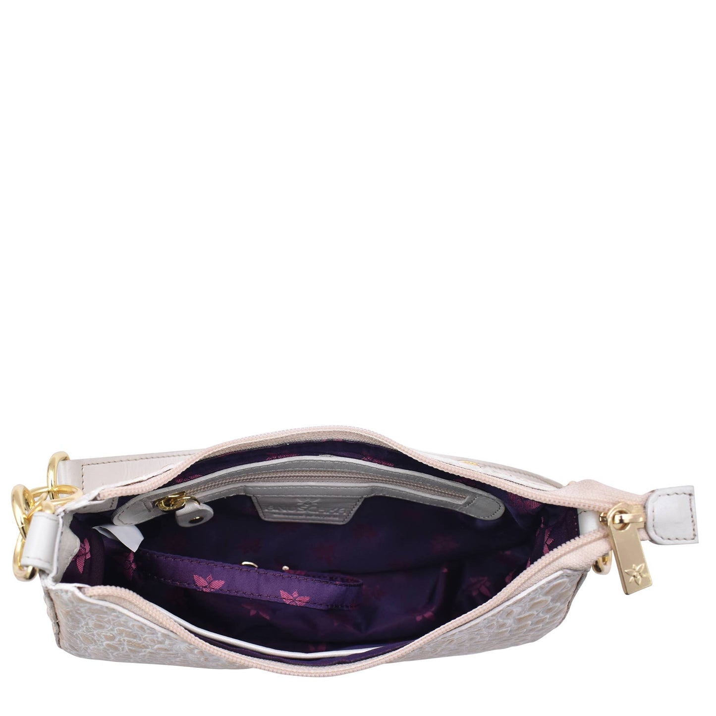 Anuschka Croc Embossed Leather Small Convertible Hobo - 701 pearl