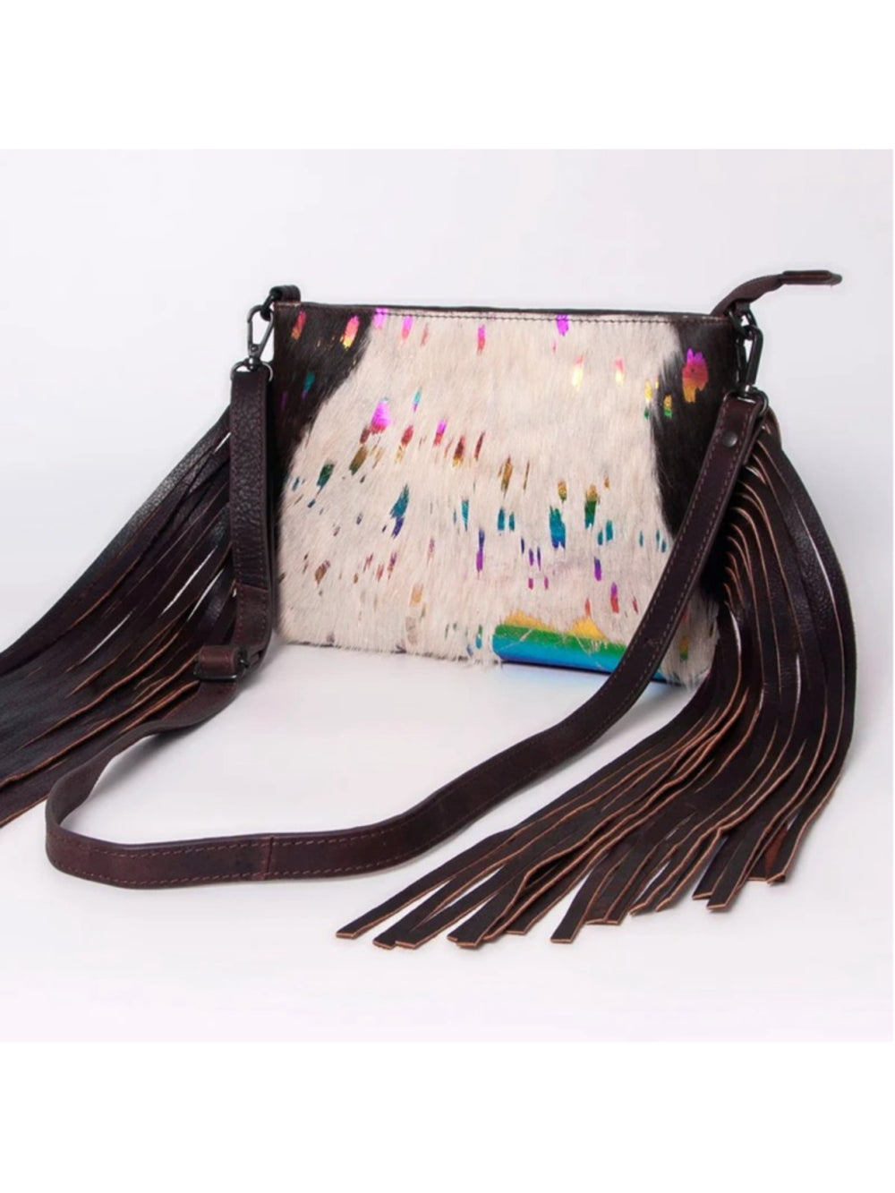American Darling Cupcake Sprinkle Boho Cowhide Fringe Crossbody