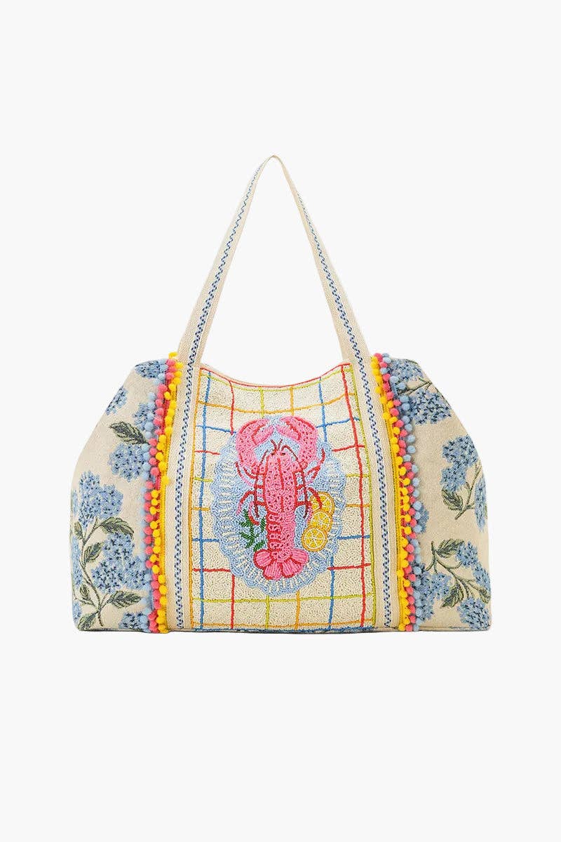 New England Lobster Beaded Oversized Tote