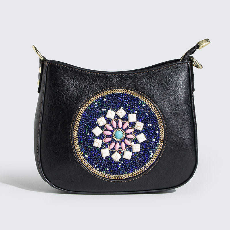 Beaded Bucket Shoulder Crossbody Bag