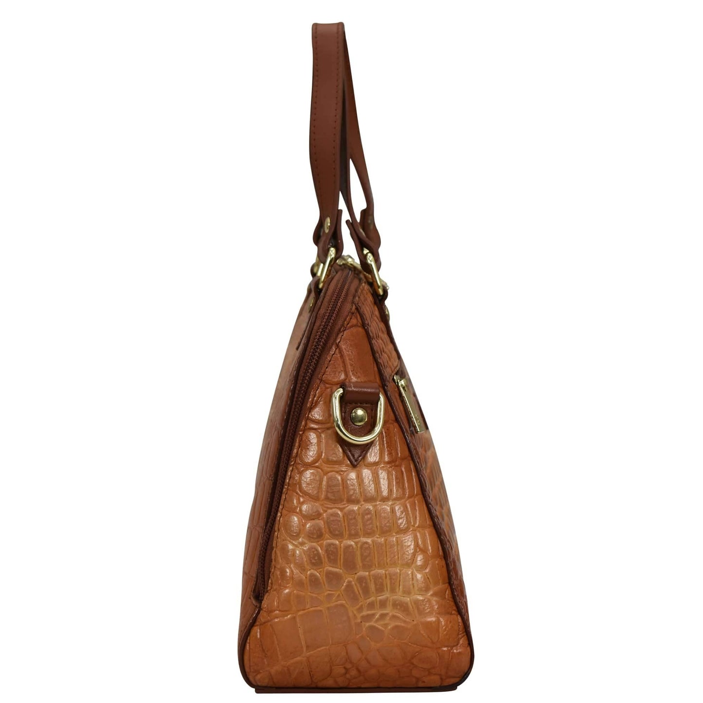 Anuschka Wide Organizer Satchel - 695- brown croc embossed