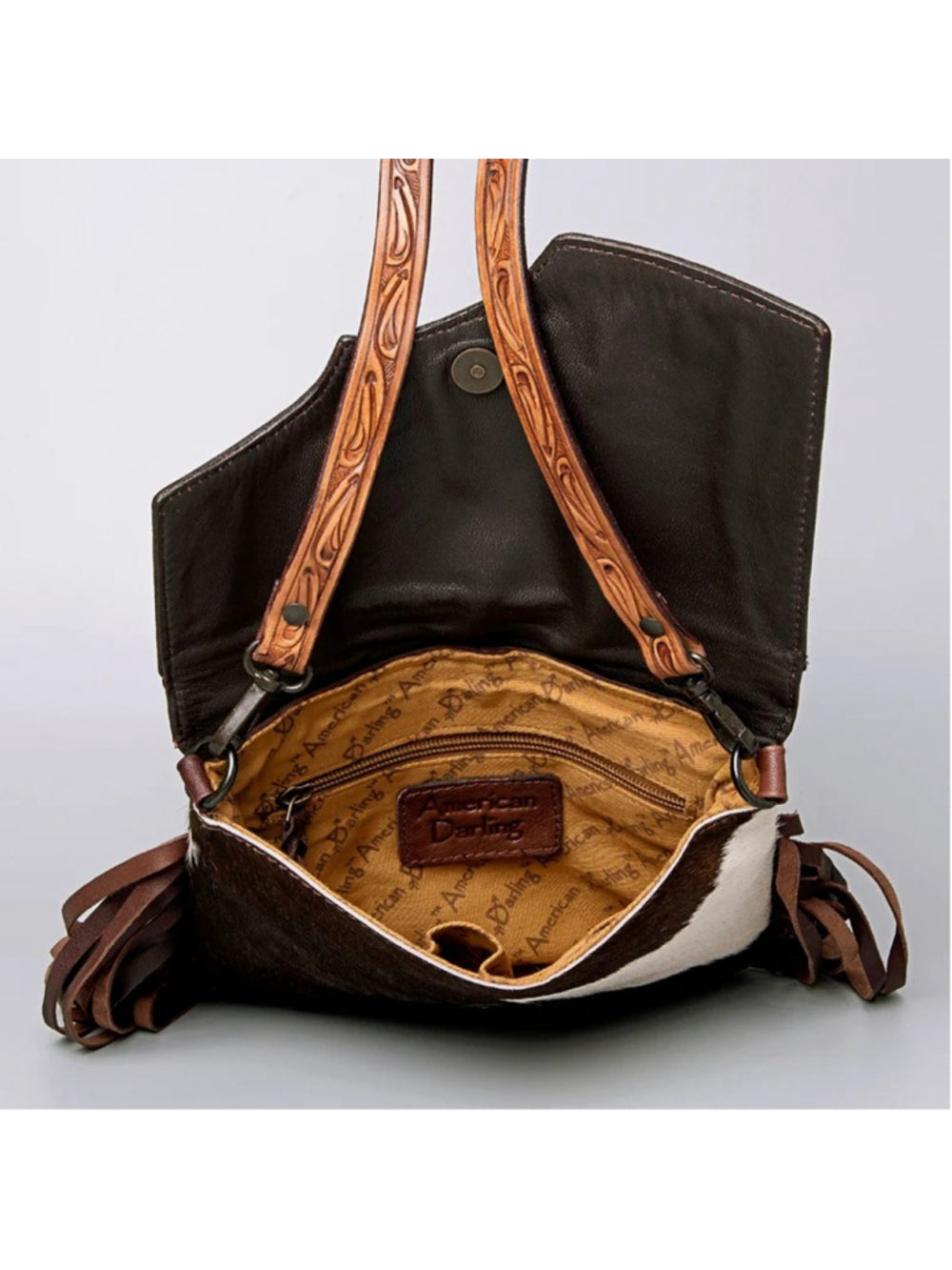 American Darling Western Side Tooled Fringe Crossbody