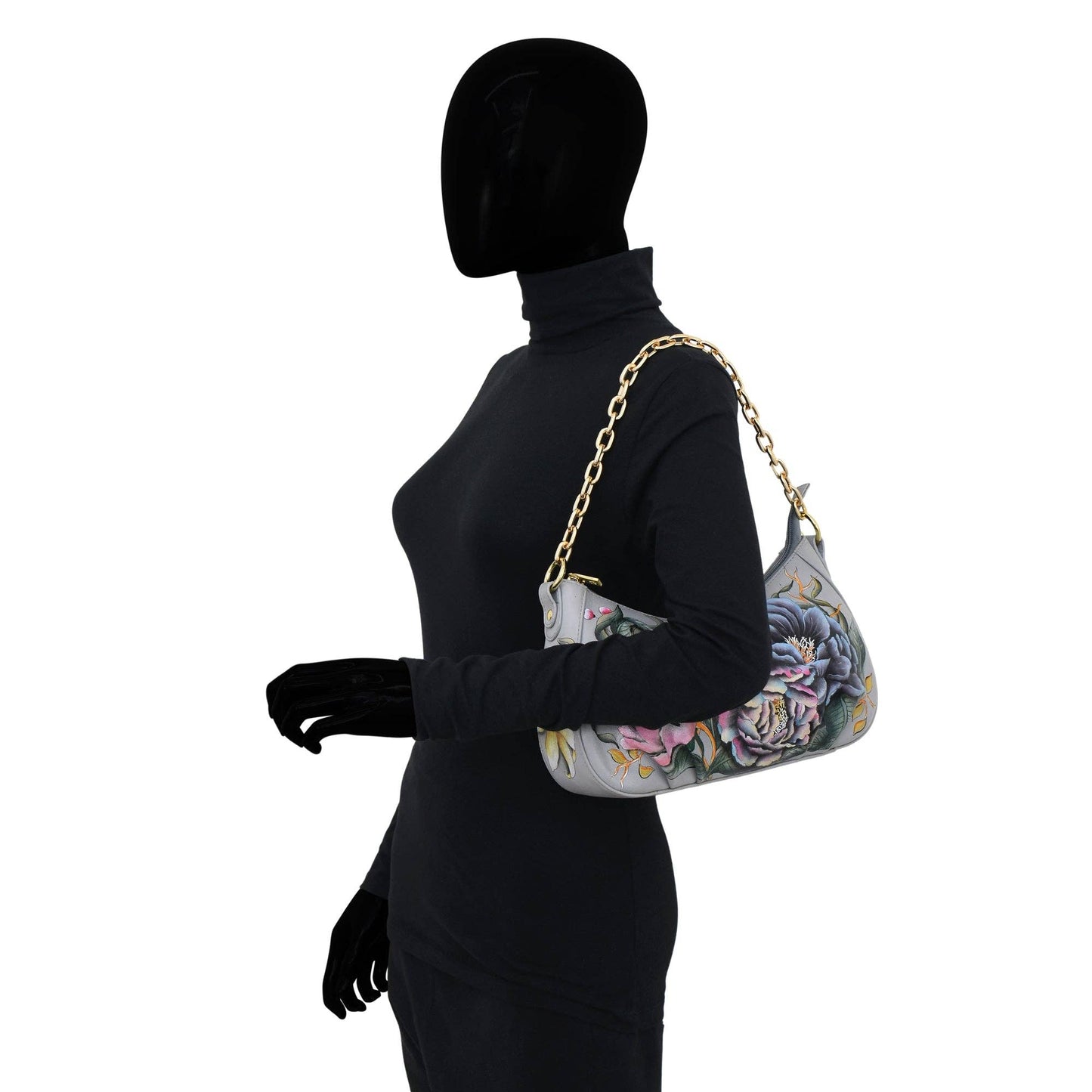 Anuschka Ruched East West Hobo With Chain - 722with floral design