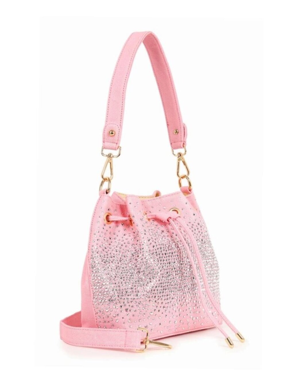 Pink Sparkle Drawstring Bucket Bag