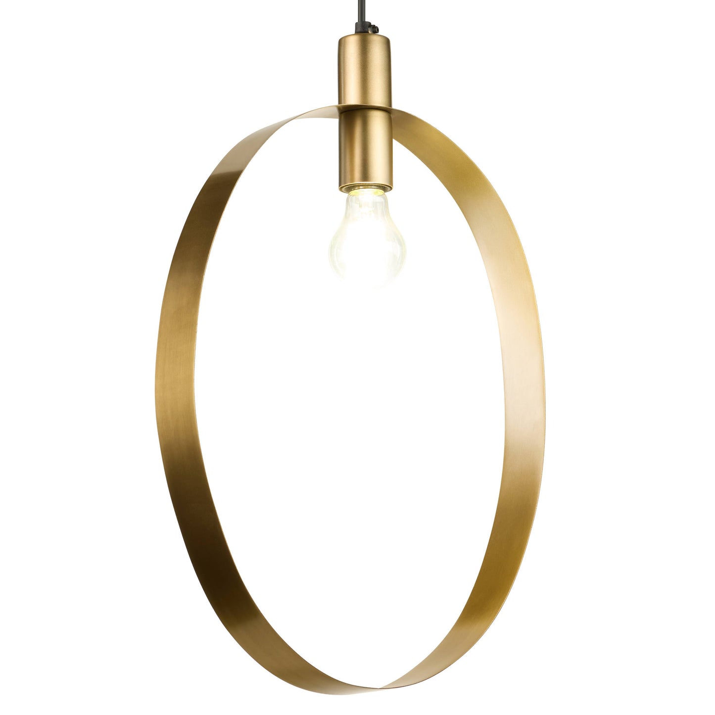 20"H Marquis Modern Brushed Gold Oval Shade Pendant
