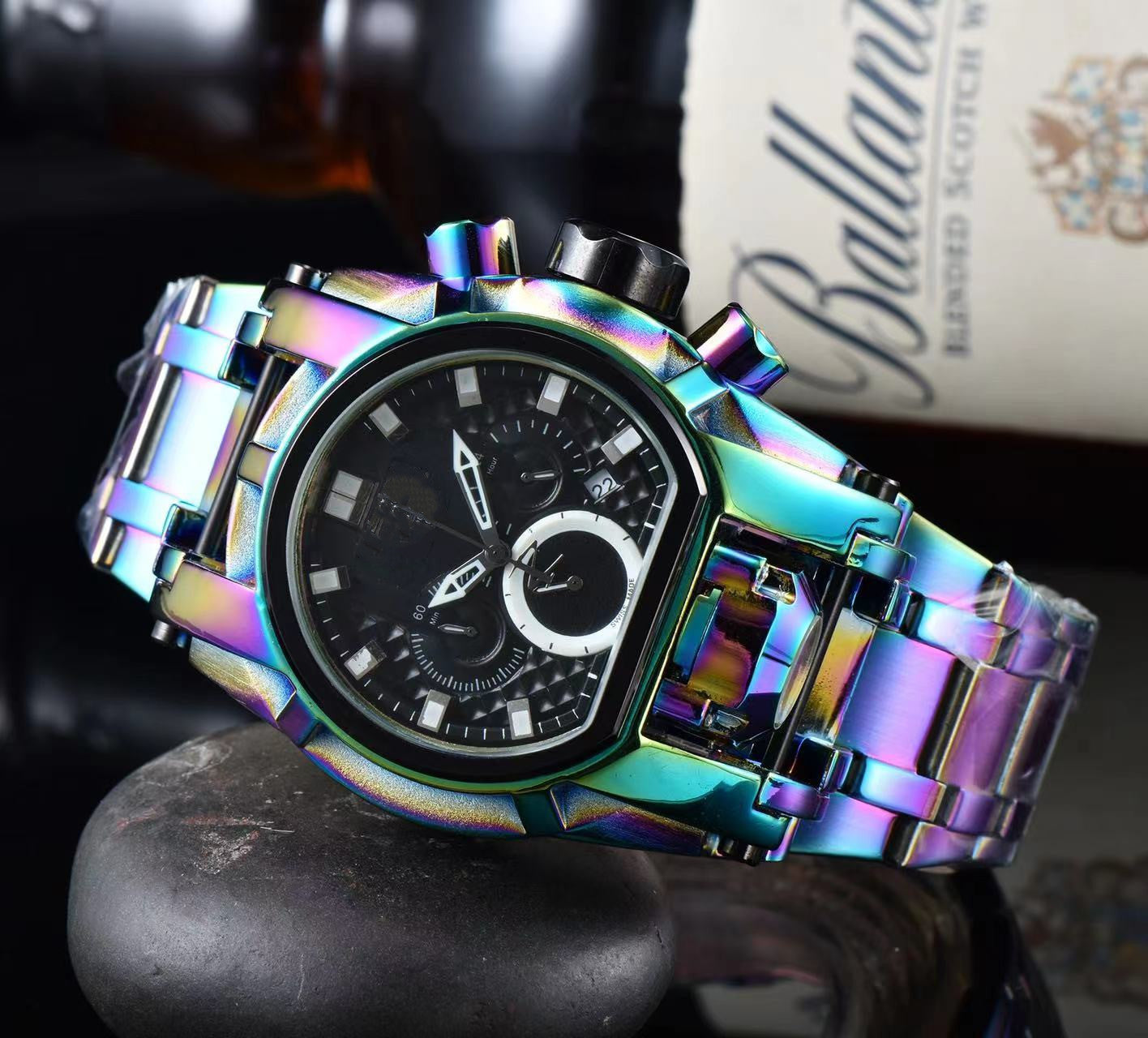 Mens Quartz Watch Holographic stainless band