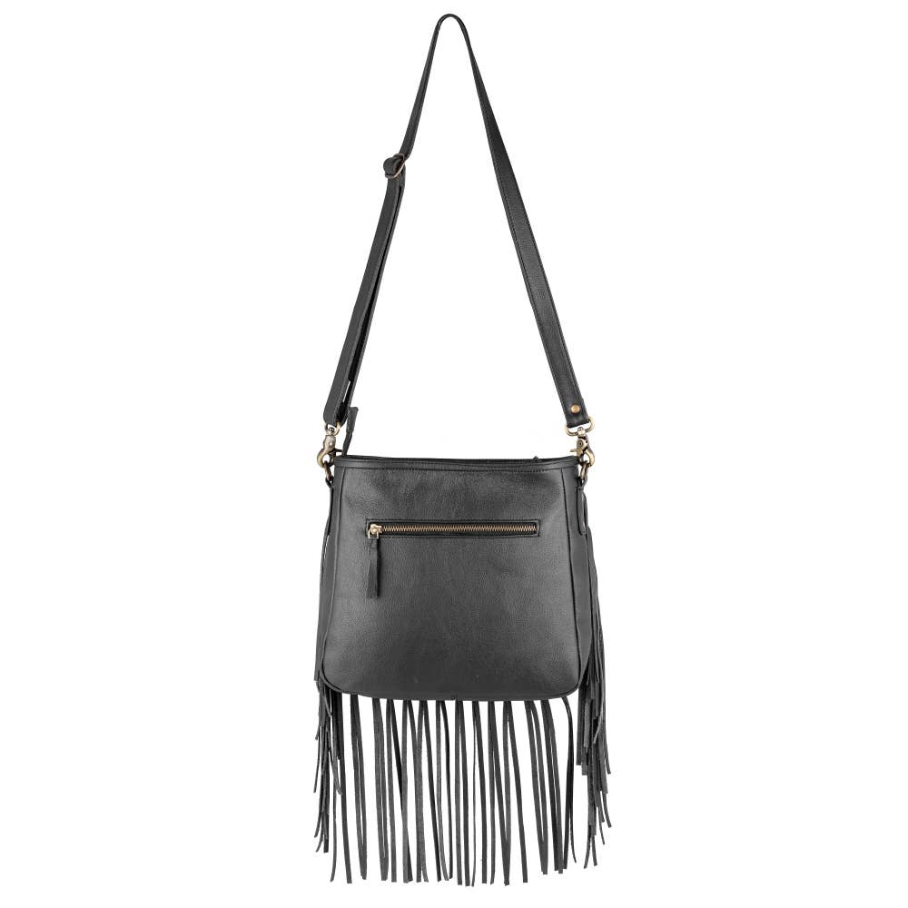 Full Grain Leather & Acid Wash Cowhide Shoulder Bag -Women's