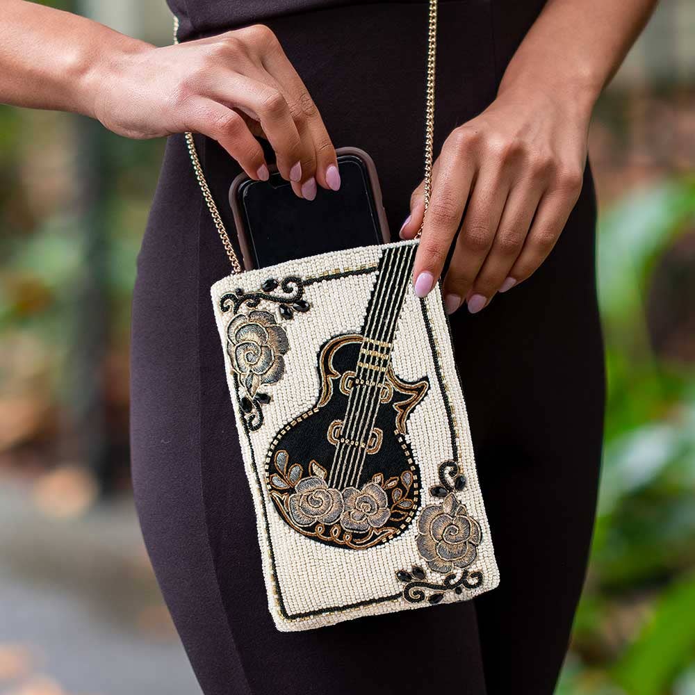 Guitar Player Beaded Guitar Crossbody Phone Bag