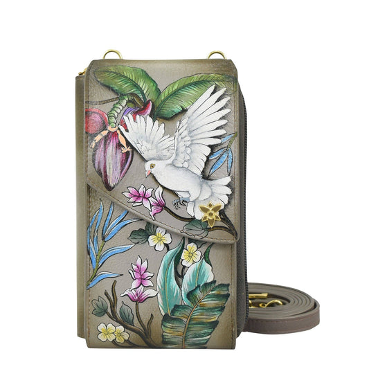Anuschka Crossbody Phone Case - 1173 with dove design