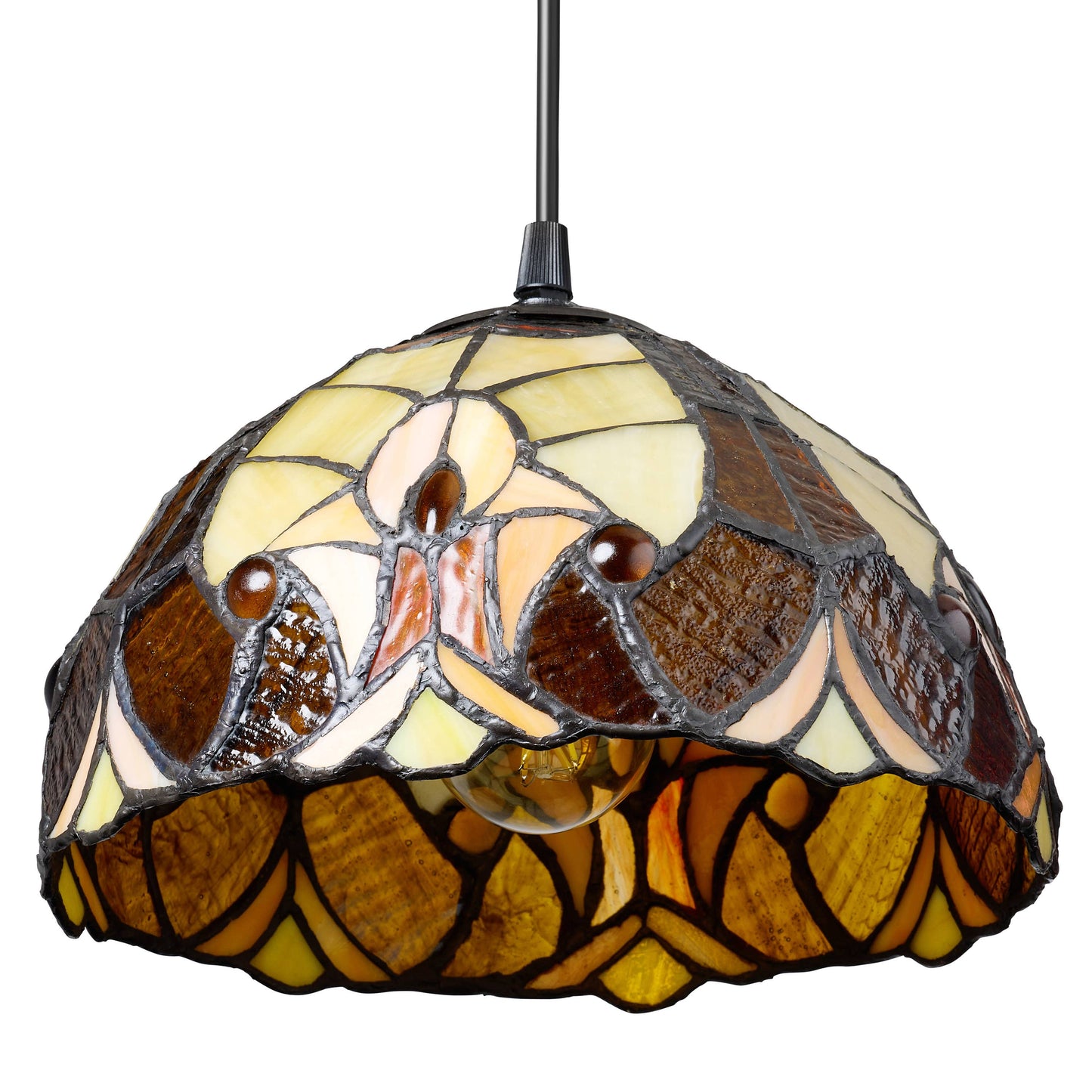 10"W Halston Traditional Amber Dome stained glass Shade Pendant