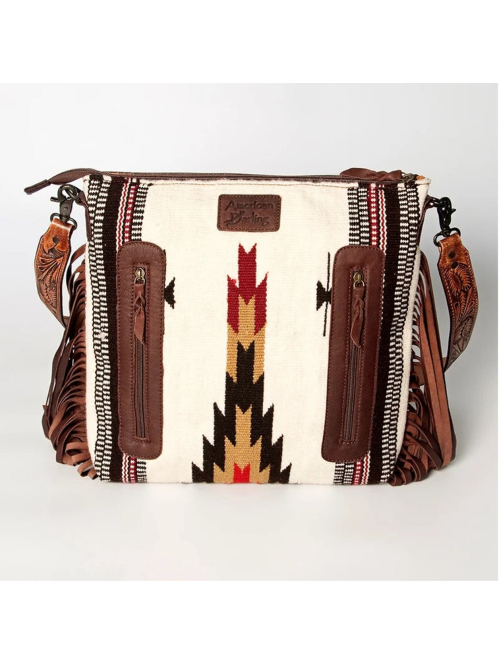 American Darling Flower Canyon Fringe Saddle Blanket Crossbody Bag