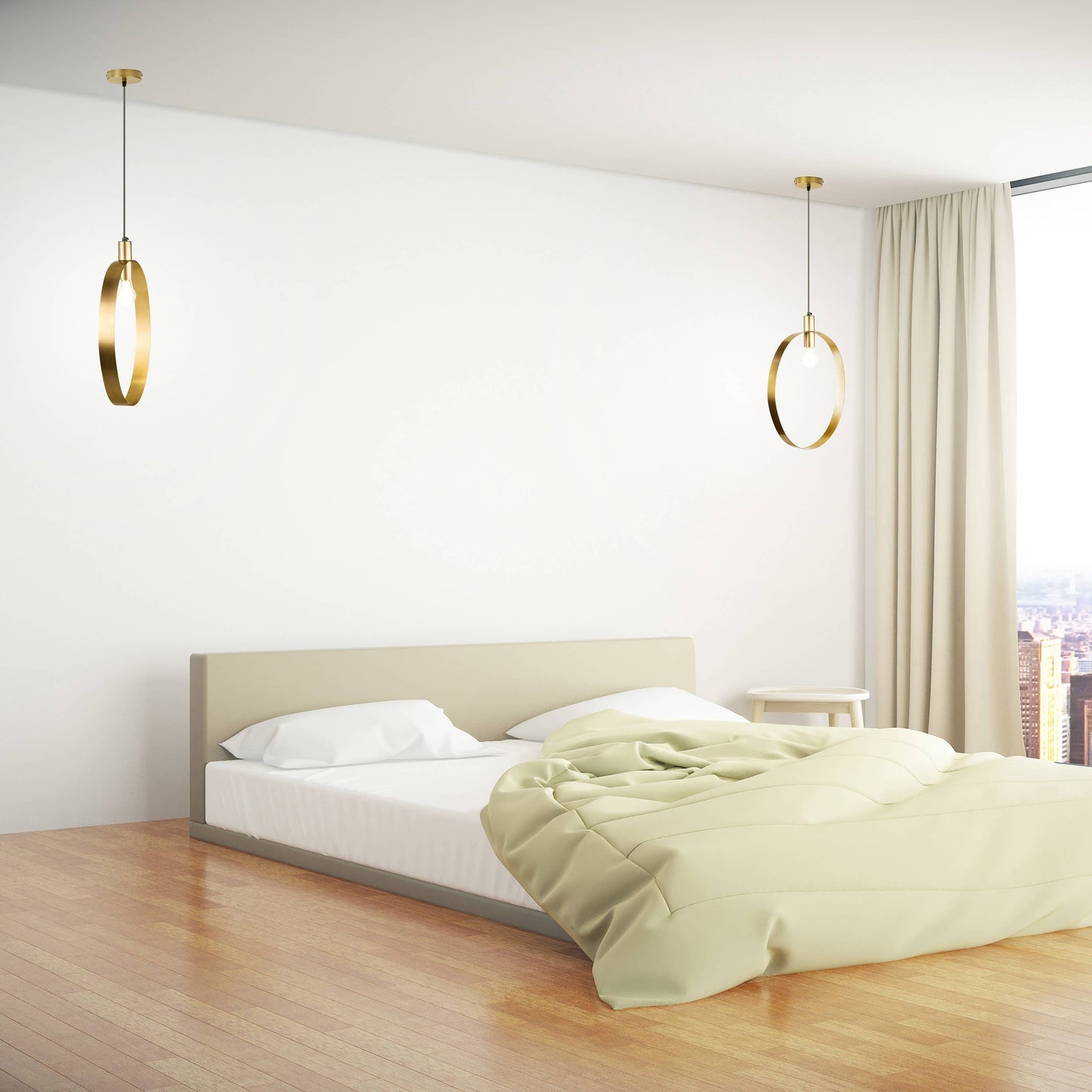 20"H Marquis Modern Brushed Gold Oval Shade Pendant