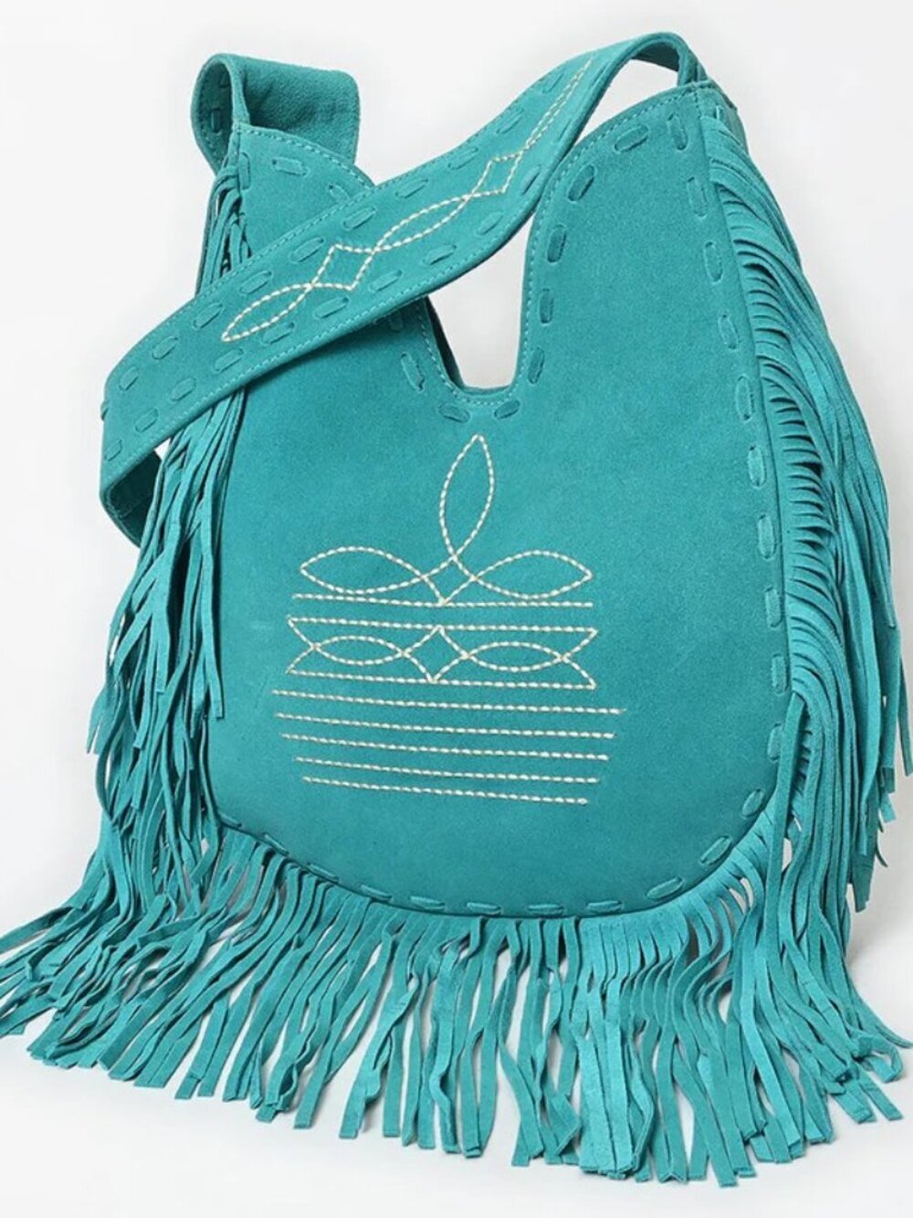 American Darling Turquoise Fringe Statement Hobo Bag