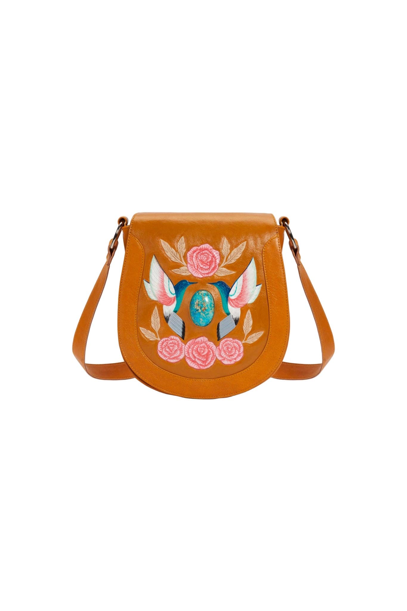Charm Hummingbird Rose Bag Antique Tan