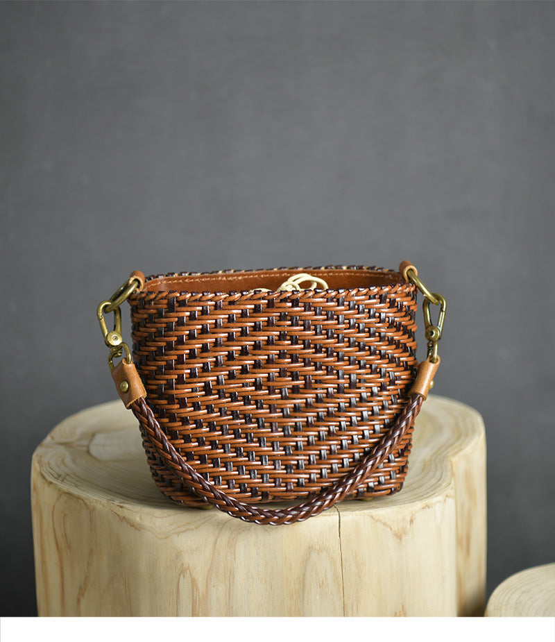 "The Element"  Retro Cowhide Weave Vintage Handbag