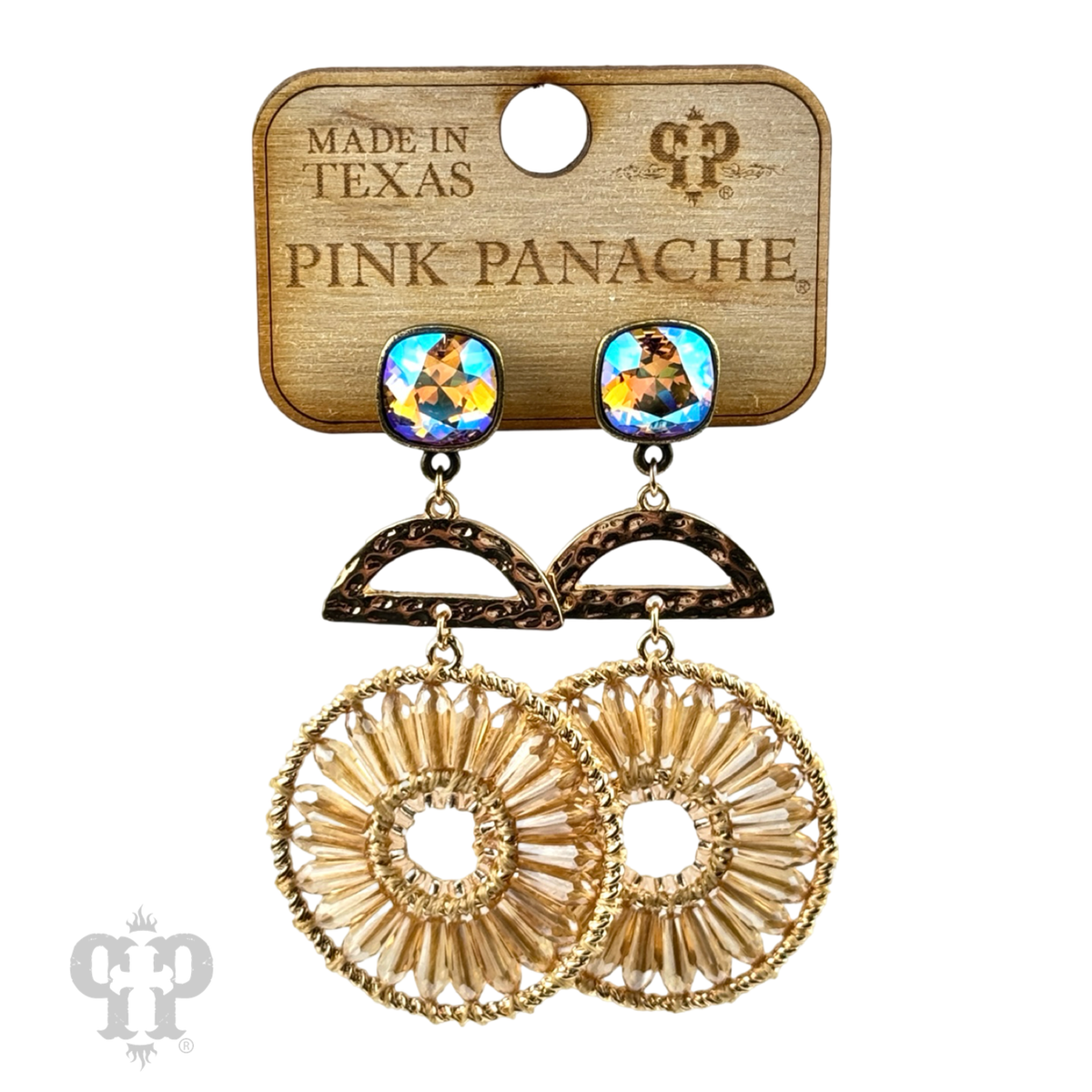 Modern circle earring, Austrian crystal - LC