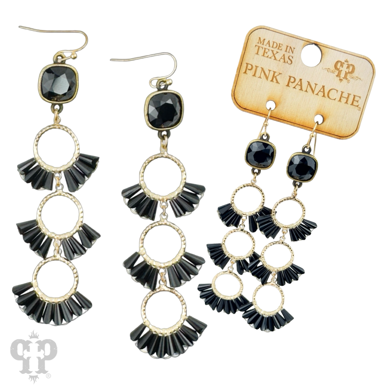 Triple fluted bead earring, Austrian crystal - LC