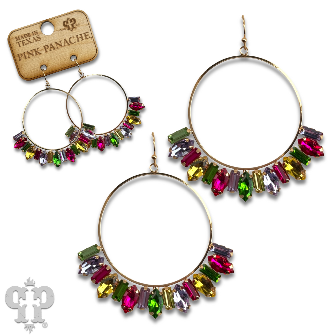 Baguette rhinestone circle earring