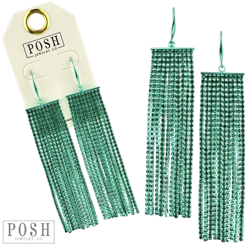 Tiny rhinestone fringe earring