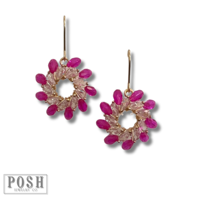 Beaded flower on french wire earring - LC