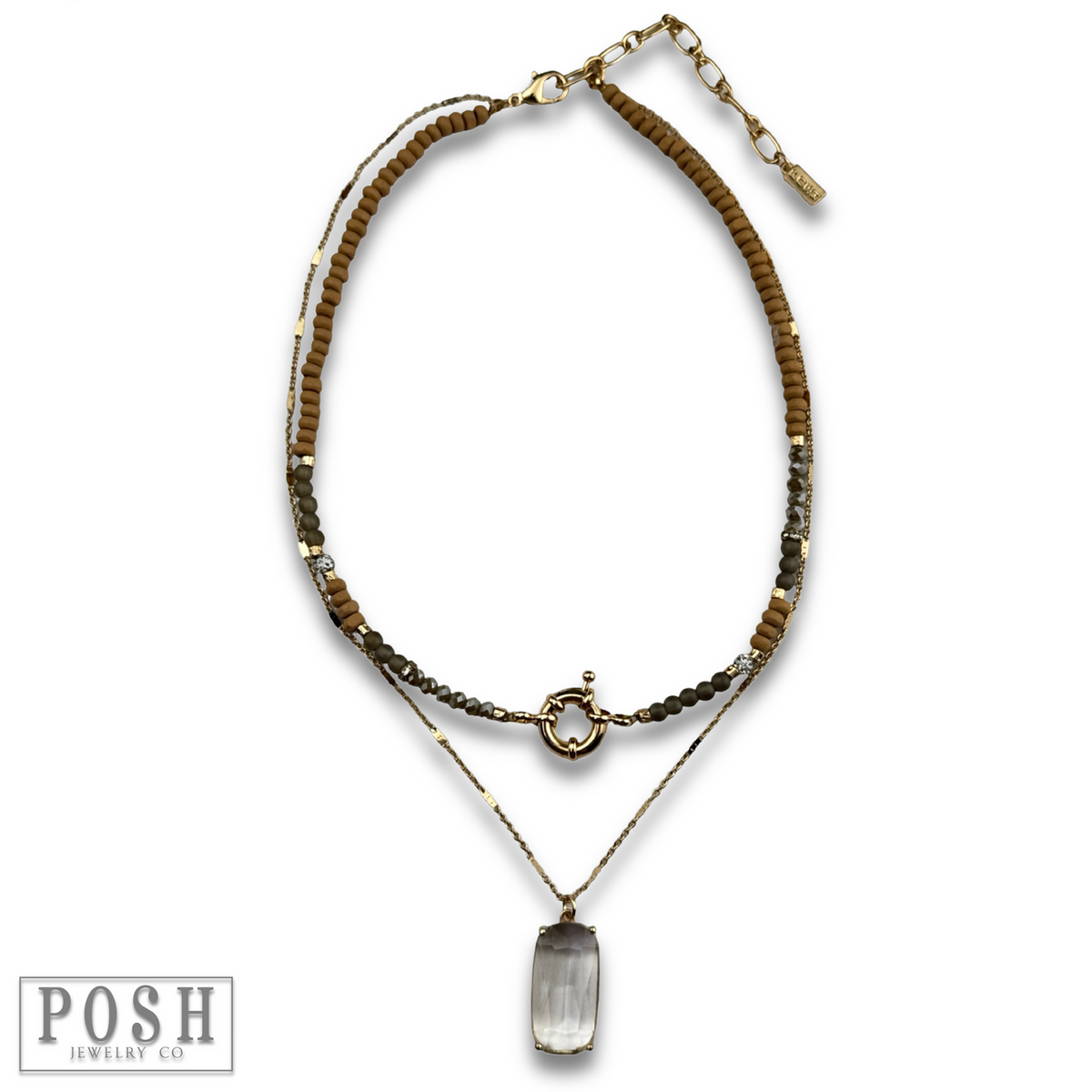 Necklace with large glass pendant - LC