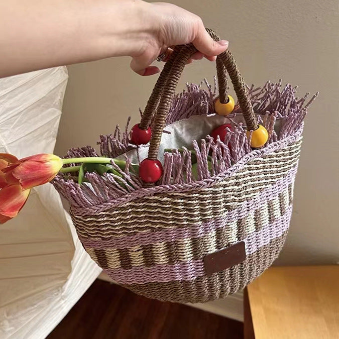 "The Tiscit and Tastic" Picnic Basket style handwoven handbag