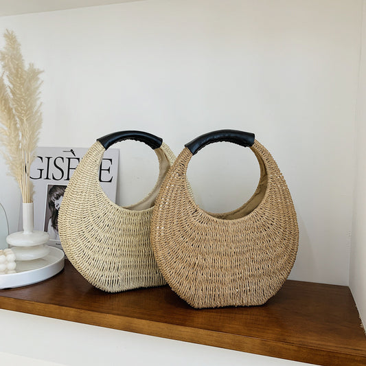 Rattan Moon Handbag