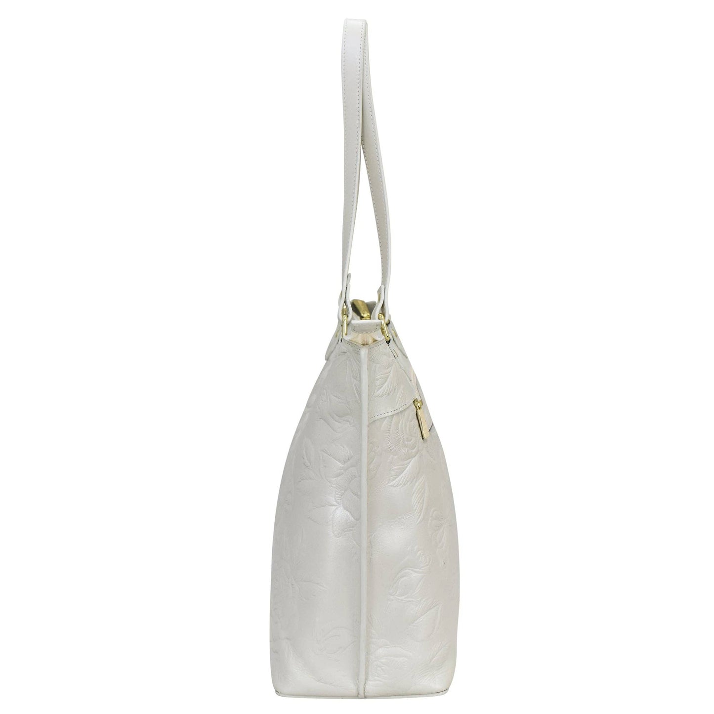Anuschka Large Zip Top Tote - 698 -pearl white