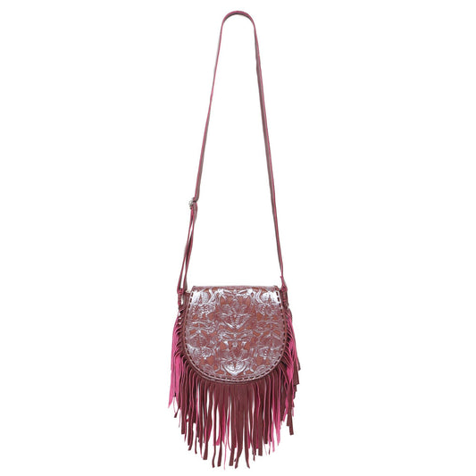Antheia Fringe Bag Metallic Burgundy