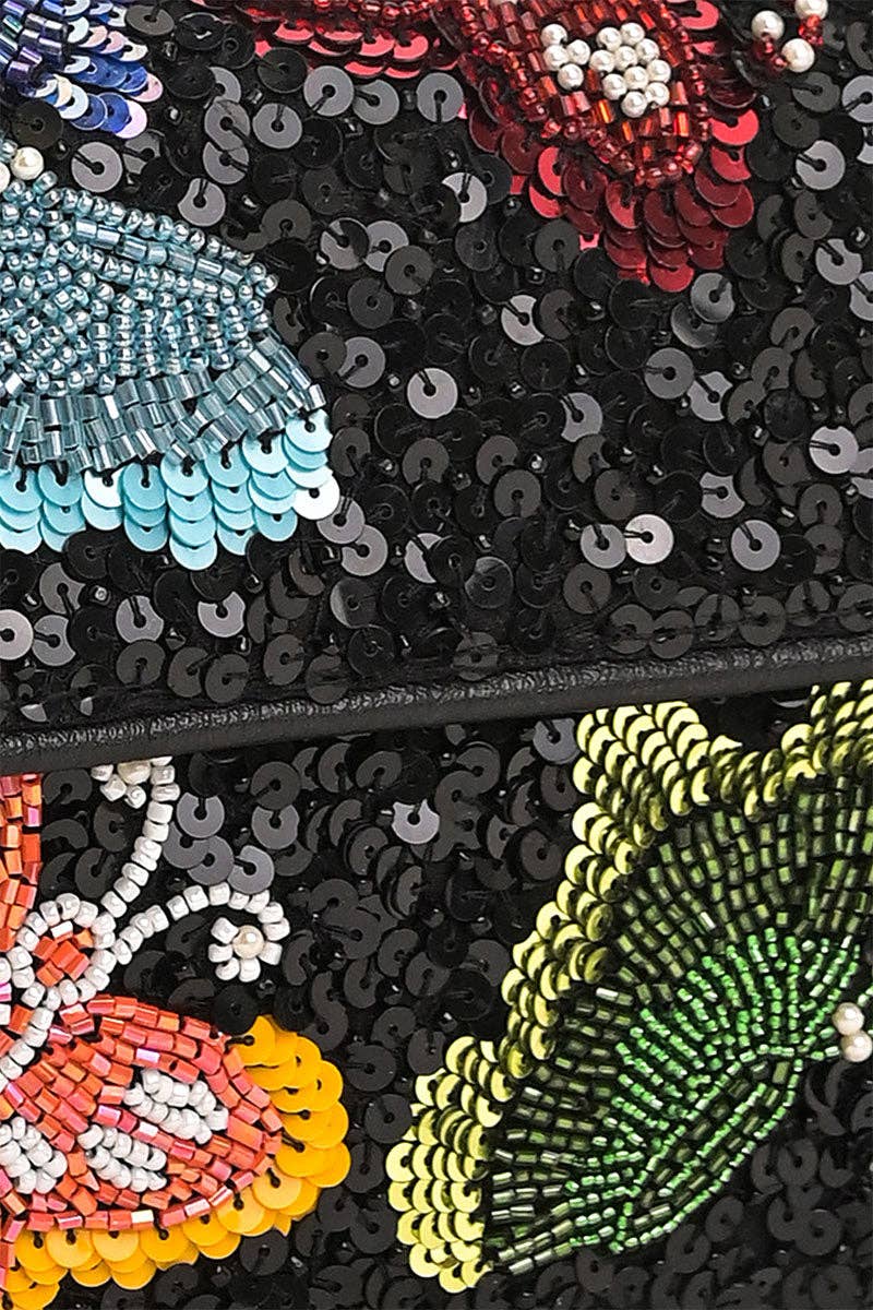 America & Beyond Charming Butterfly Beaded Shoulder Bag